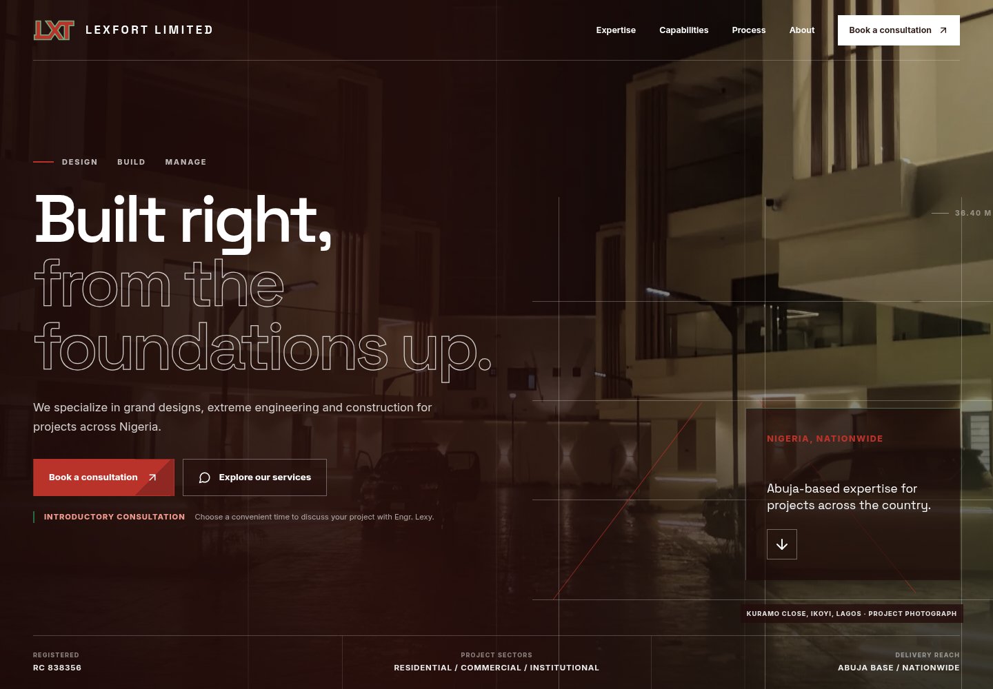 The completed Lexfort Limited website